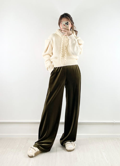 Moritz Velvet Pants Khaki Green