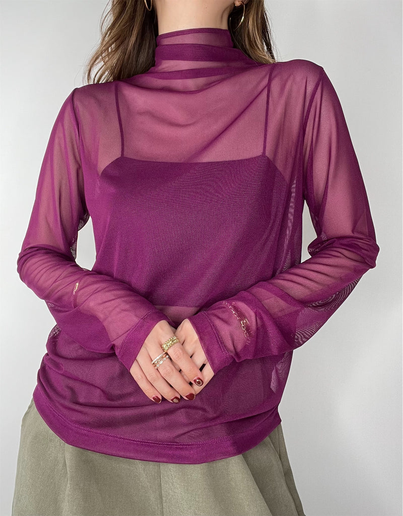 Remi Sheer Turtleneck Purple