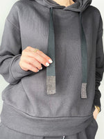 Karla Hooded Sweatshirt Charcoal Gray