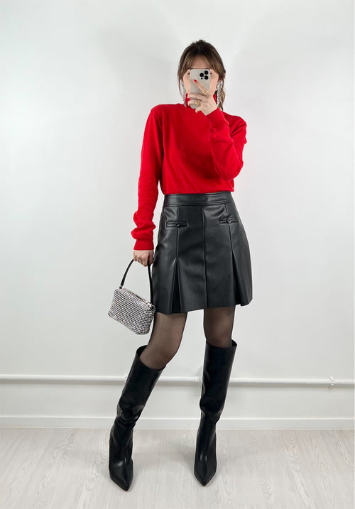 Alia Faux-Leather Skort