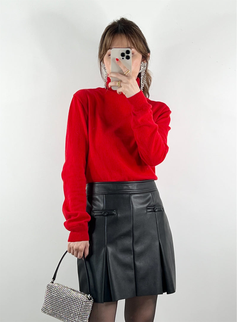 Alia Faux-Leather Skort