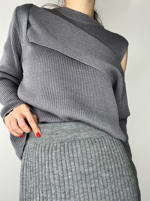 Janelle Knit Skirt Gray