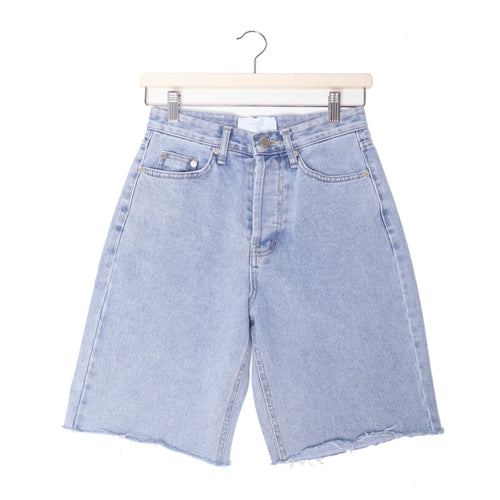 Straight Raw Hem Denim Shorts