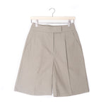 Beige Tailored Linen Shorts