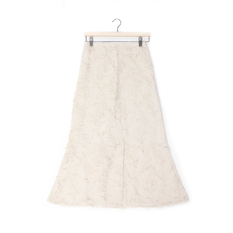 Ivory Feather Texture Long Skirt