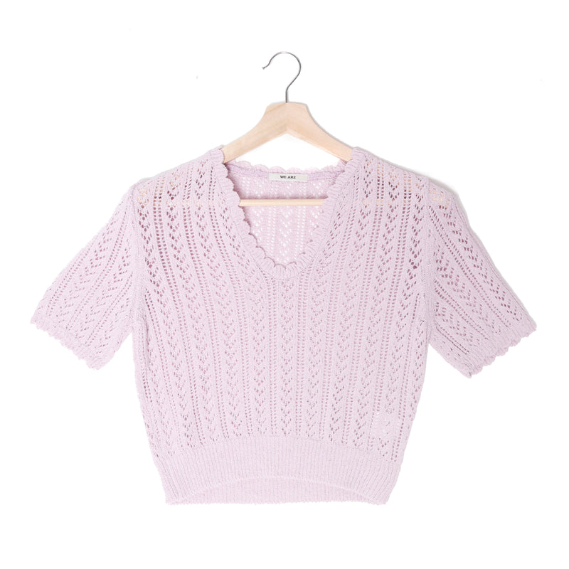 Short Sleeve V-Neck Knit Top