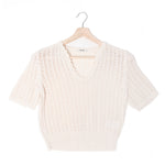 Short Sleeve V-Neck Knit Top