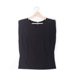 Padded Shoulder Black Tee