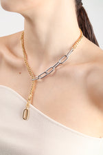 Asymmetrical Gold & Silver Chain Necklace