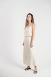 Ivory Feather Texture Long Skirt