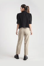 Drawstring Beige Relaxed Trousers