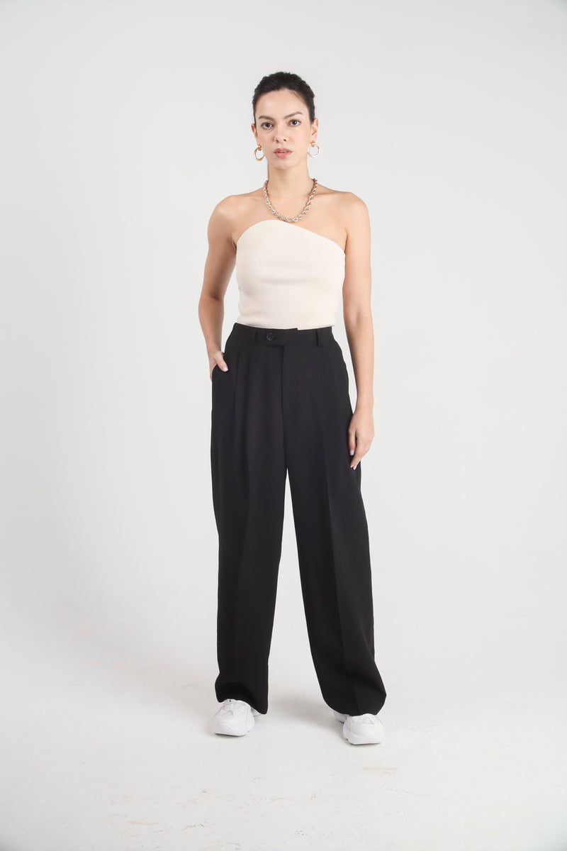 Black tailored Wide Leg Trousers