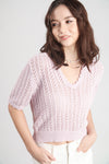 Short Sleeve V-Neck Knit Top