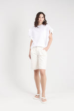 Pleated Drop Shoulder White Tee