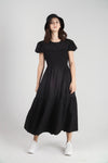 Puff Sleeve Long Black Dress