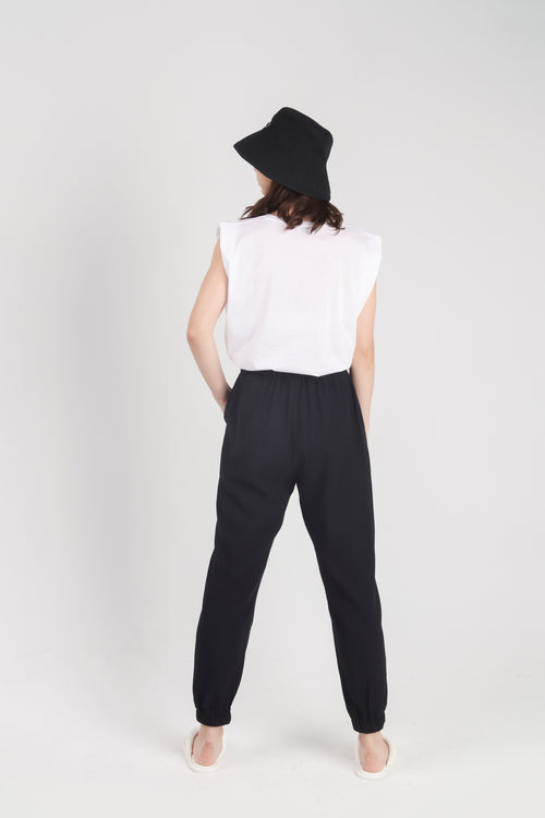 Relaxed Black Crepe Jogger Trousers