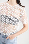 White Eyelet Crochet Blouse